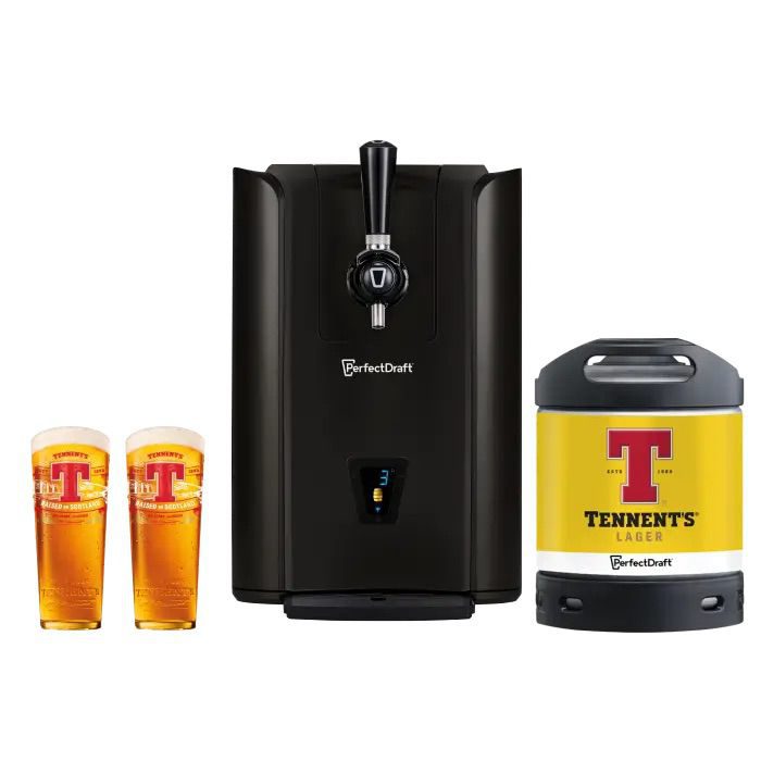 PERFECT DRAUGHT BEER MACHINE + KEG, GLASSES
