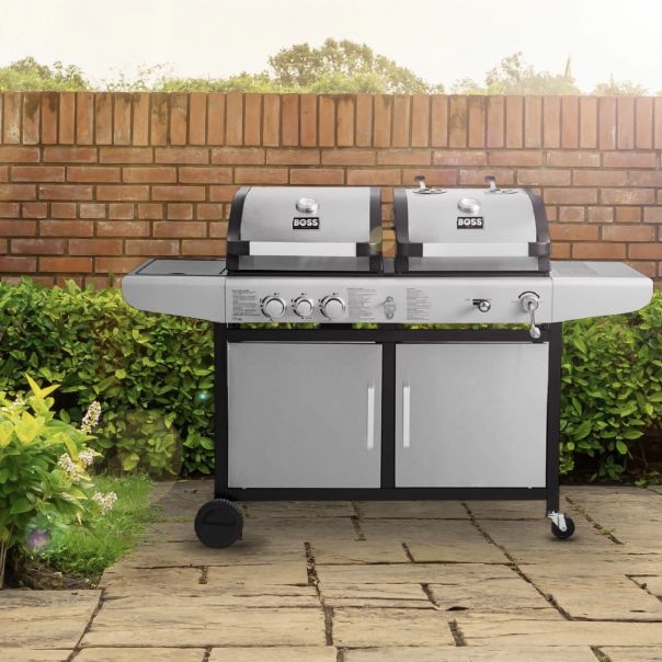 BOSS GRILL PREMIUM DUAL FUEL BBQ (STAINLESS STEEL)